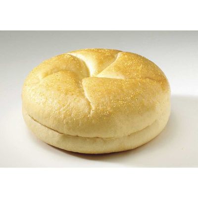 Flowers Foods European Bakers Sliced Light Corn Dusted White Kaiser Sandwich Bun, 5 inch - 8 per pack -- 8 packs per case.