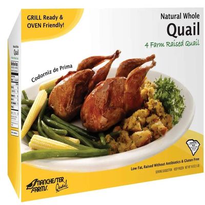 Manchester Farms Whole Natural Quai, Bone In, 3 Ounces (Pack of 24)