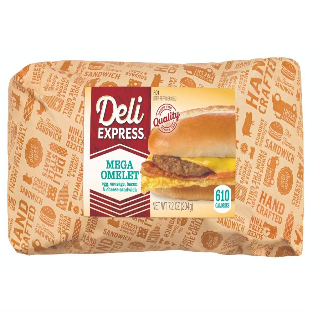 Deli Express Mega Deli Hot To Go Omelet Sandwich, 6.7 Ounce -- 8 per case.