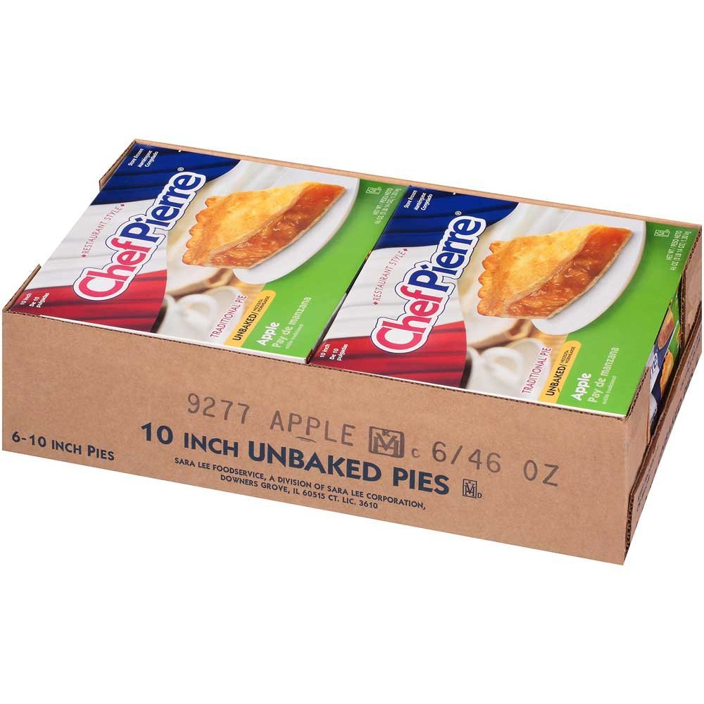 Sara Lee Chef Pierre Traditional Unbaked Apple Fruit Pie, 10 inch -- 6 per case.