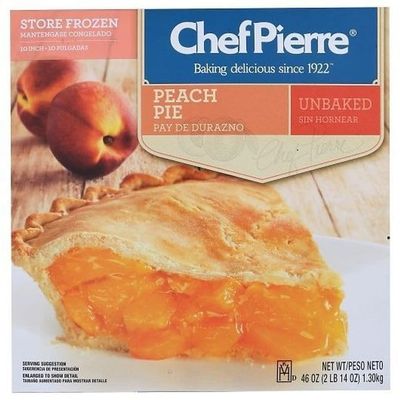 Sara Lee Chef Pierre Traditional Unbaked Peach Fruit Pie, 10 inch -- 6 per case.