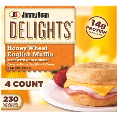 Jimmy Dean D lights Canadian Bacon Muffin Egg White and Cheese Breakfast Sandwich, 4.5 Ounce -- 12 per case.