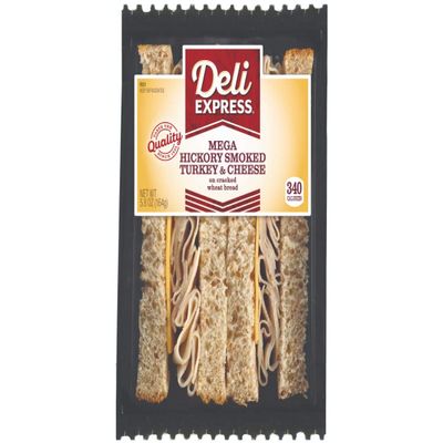 Deli Express Mega Deli Smoked Turkey and Cheese Sandwich, 5.8 Ounce -- 8 per case.