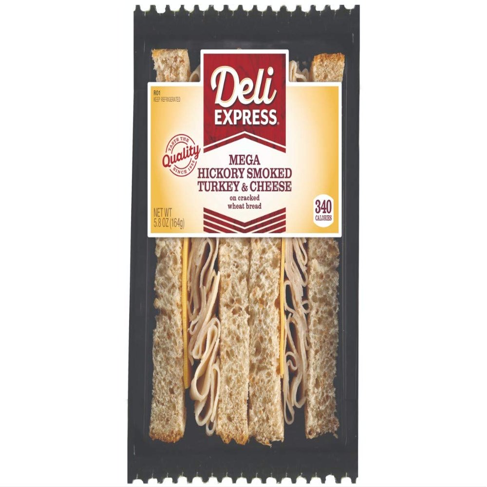 Deli Express Mega Deli Smoked Turkey and Cheese Sandwich, 5.8 Ounce -- 8 per case.
