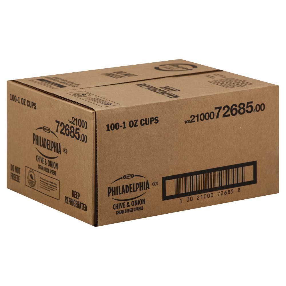 Kraft Philadelphia Chive and Onion Cream Cheese - Cup, 1 Ounce - 100 per case.