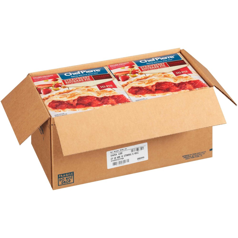 Sara Lee Chef Pierre Unbaked Strawberry Rhubarb High Pie, 10 inch -- 6 per case.