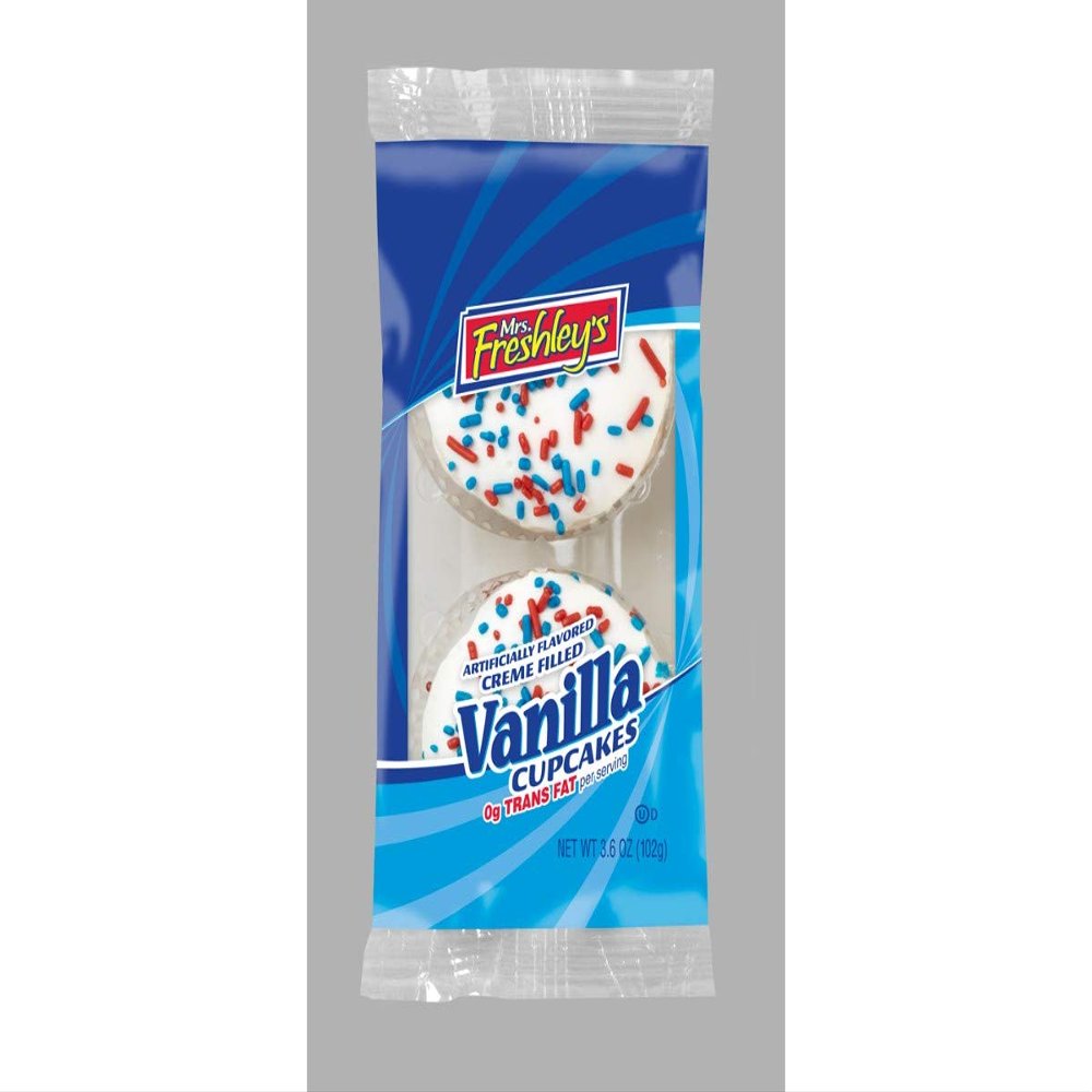 Mrs.Freshleys Vanilla Creamy Filled Cupcake, 3.6 Ounce -- 36 per case.