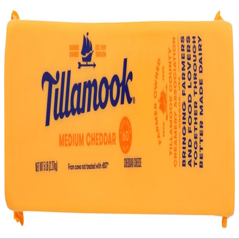 Tillamook Medium Cheddar Cheese, 5 Pound -- 6 per case.