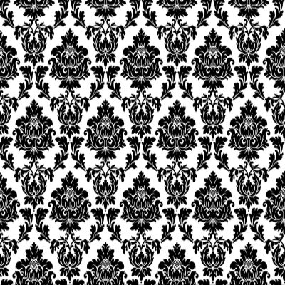 2" Round ~ Damask Black on White Wedding Background ~ Edible Cake/Cupcake Topper - D799