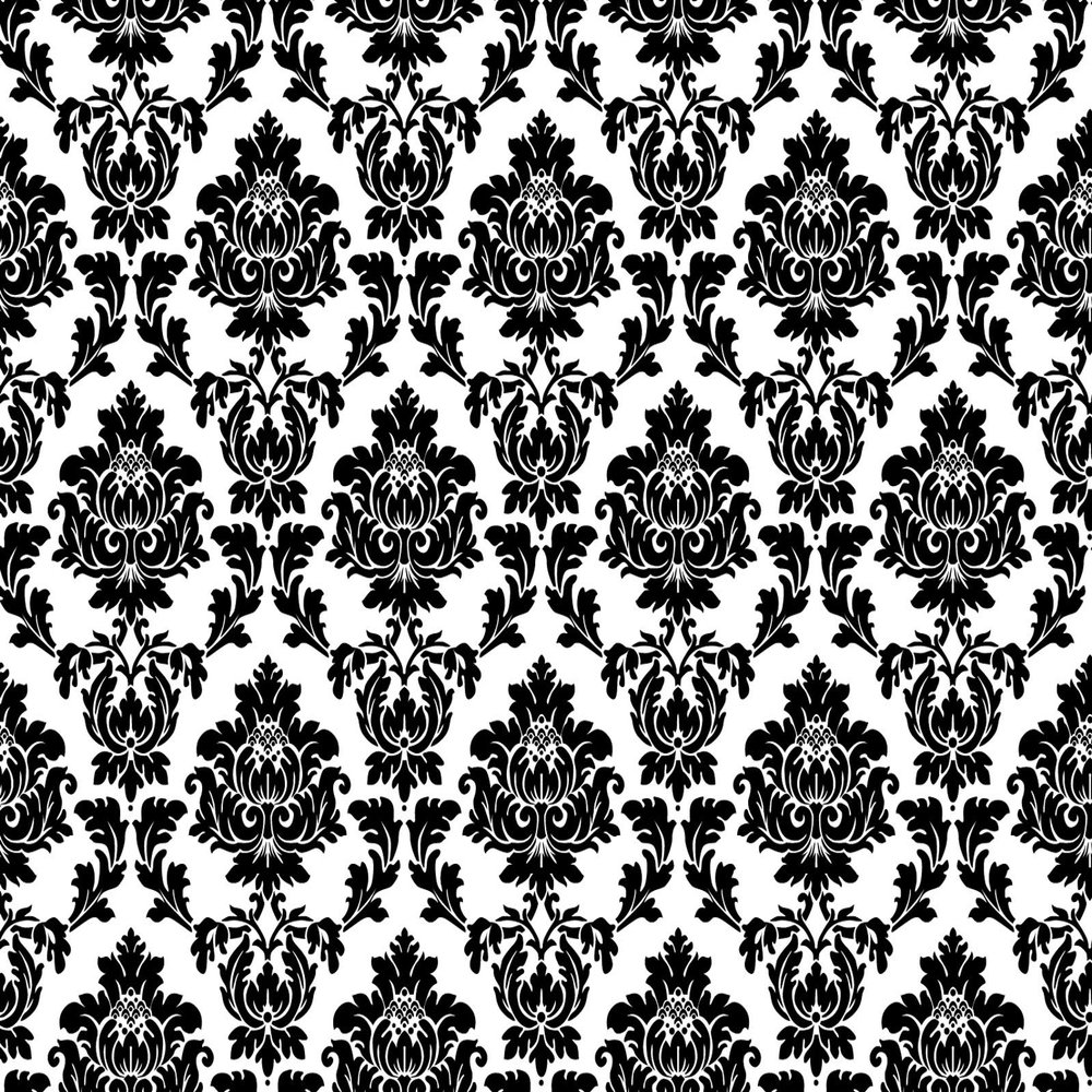 2" Round ~ Damask Black on White Wedding Background ~ Edible Cake/Cupcake Topper - D799
