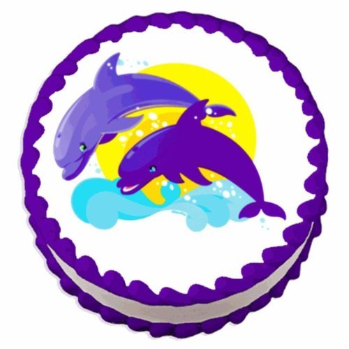 3" Round ~ Dolphins Birthday ~ Edible Cake/Cupcake Topper!!!