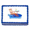 3" Round ~ Happy Retirement Beach Chair ~ Edible Cake/Cupcake Topper - D988 view 1