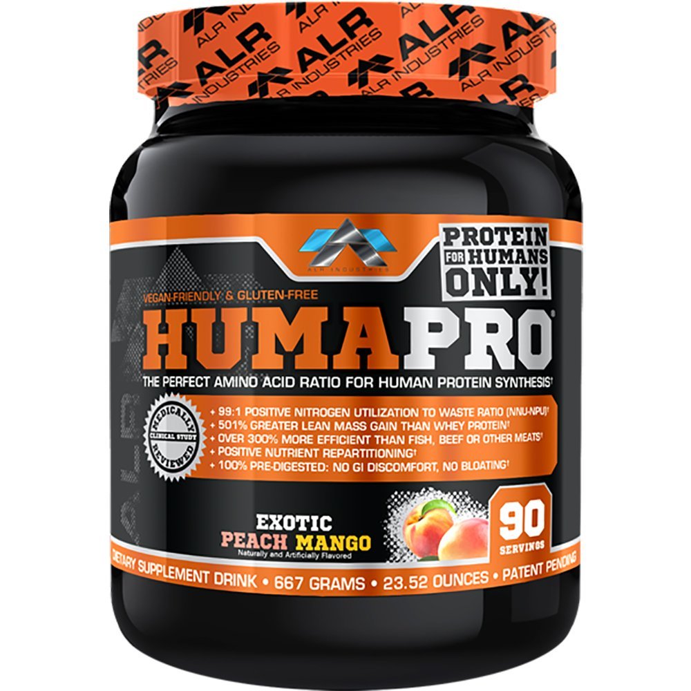 ALR Industries Humapro | Amino Acids Protein Matrix for Humans | 99% Utilization for Lean Muscle | Vegan, Gluten Free | 667g / 90 Servings (Exotic Peach Mango)