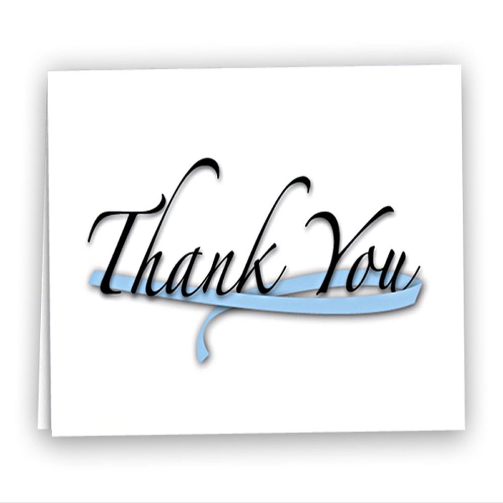 12 Light Blue Ribbon Thank You Cards for Prostate Cancer Awareness