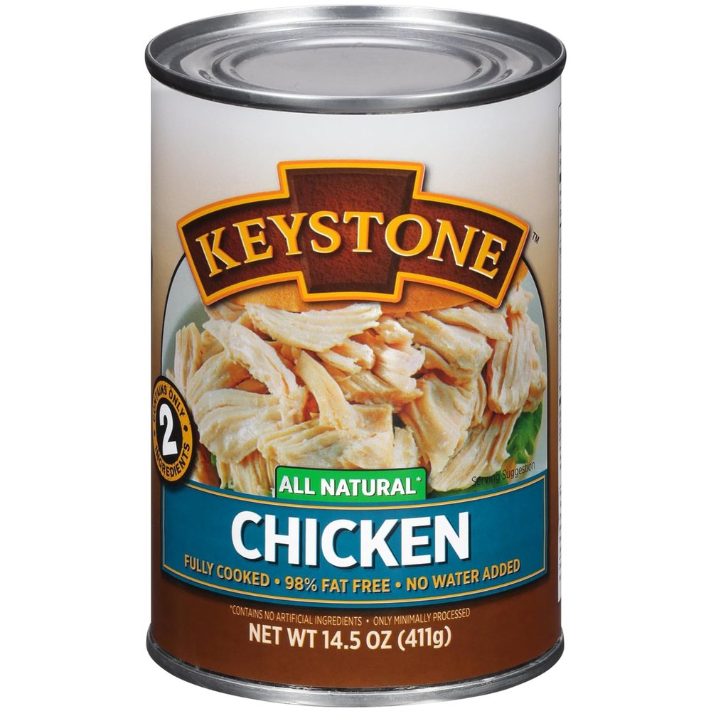 Keystone All Natural Canned Chicken 14.5 Oz Fully Cooked | No Water Added | Ready to Meat | Quick Meals Emergency Survival Food Canned Meat Pack of 1