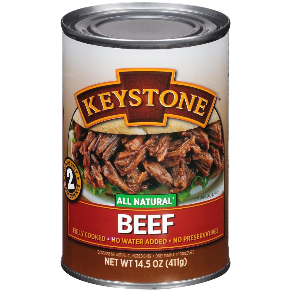 Keystone Meats All Natural Canned Beef 14.5 Oz Long Term Emergency Survival Food Canned Meat | Fully Cooked Ready to Eat | Gluten Free Pack of 1