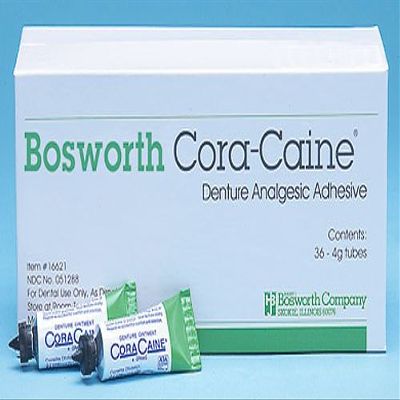 Bosworth Cora-caine - Denture Pain-relieving Adhesive Ointment - set 4 boxes