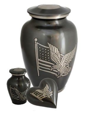 Eagle and Flag Brass Cremation Urns