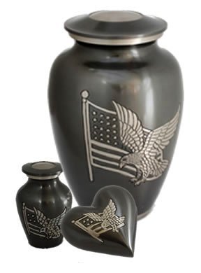 Eagle and Flag Brass Cremation Urns
