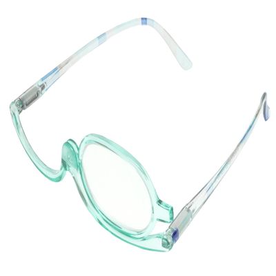 Calabria Flip Up Magnifying Makeup Reading Glasses +3.00 Blue Eye Make Up Cosmetic Rotating Single Lens Readers w/Soft Case