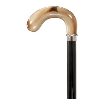 Oxbow Walking Cane Imported from Italy Made from Aged Hardwood Shaft and Polished Resin