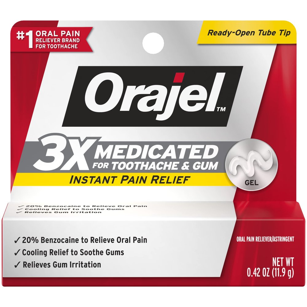 Orajel 3X for Toothache & Gum Pain: Maximum Gel Tube 0.42oz (Pack of 2)