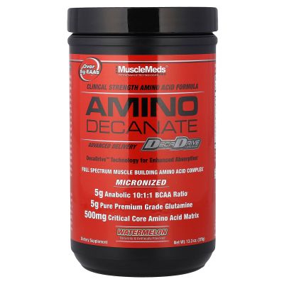 MuscleMeds - Amino Decanate, Full Spectrum Muscle Building Amino Acid Complex (Watermelon, 13.3 oz)