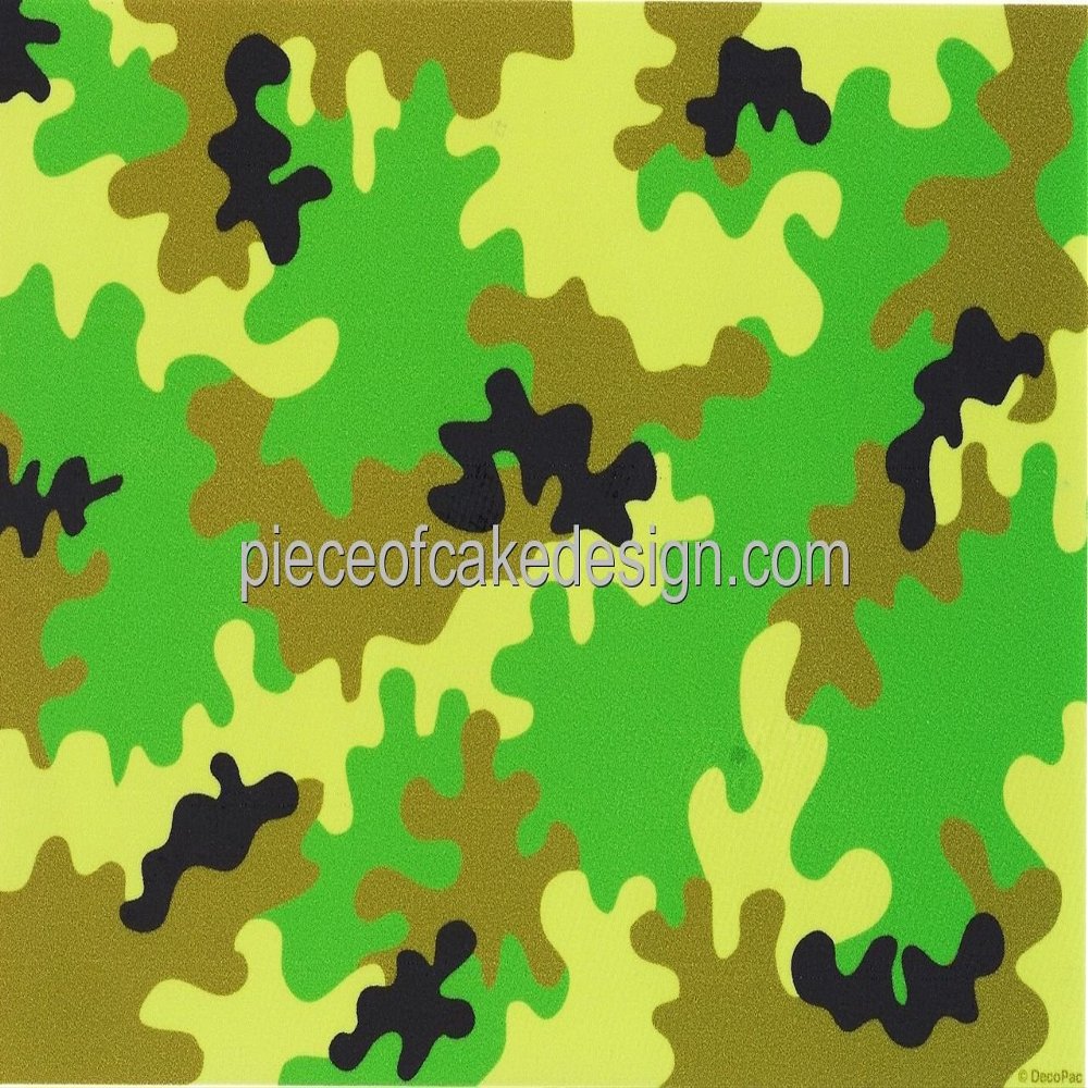 8" Round - Camoflauge Green Background - Edible Cake/Cupcake Topper