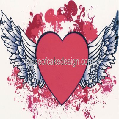 3" Round ~ Happy Valentines Day Winged Heart ~ Edible Cake/Cupcake Topper!!!