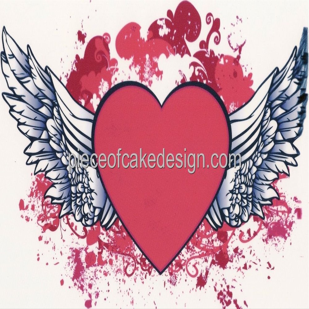 3" Round ~ Happy Valentines Day Winged Heart ~ Edible Cake/Cupcake Topper!!!