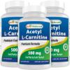 Best Naturals Acetyl L-Carnitine (ALCAR) 500mg, 120 Capsules, 120 Servings - Non-GMO and Gluten Free, 1 Capsule per Serving (3 Pack) view 1