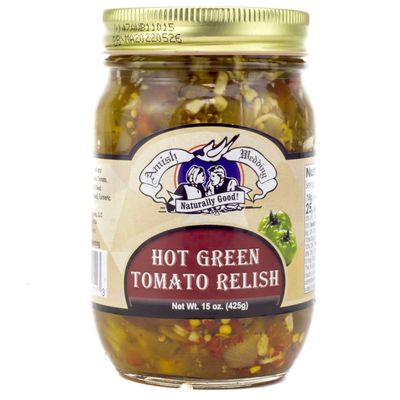 Amish Wedding Hot Green Tomato Relish 15 Ounces