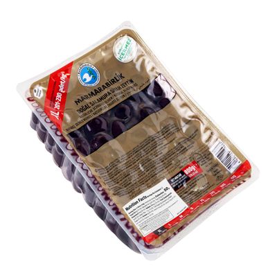 Marmarabirlik Black Olives, Olive Brine, Mediterranean Pickled Olives, Natural & Ripe Food, Healthy Snacks, Individual Packs, Fresh, Vegan, Halal, Kosher, Large, 28.2 Oz (800g)