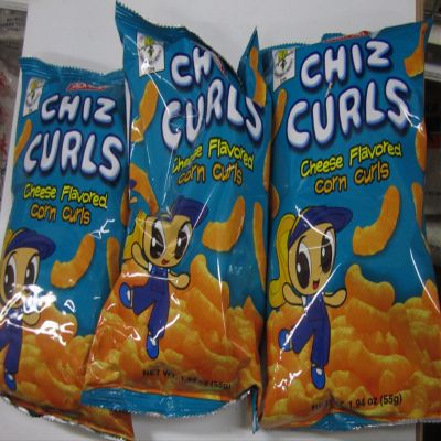 Chiz Curls Cheese Flavored Corn Curls Pack of 3 1.94 Oz Per Pack