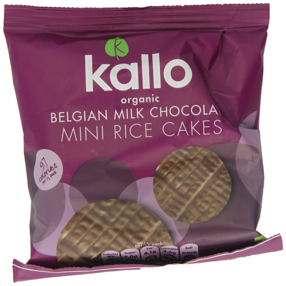 Kallo Organic Belgian Milk Chocolate Mini Rice Cakes 40 g (Pack of 12)