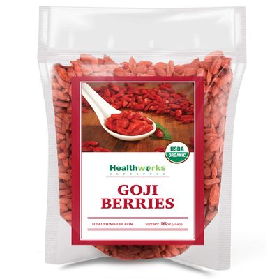 Healthworks Organic Dried Goji Berries - 16oz /1lb - 1 Pack - Vegan and Non-GMO Certified Organic Raw Sun-Dried Goji Berries