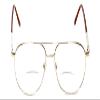 Calabria 1110CB Metal Pilot BiFocal Reading Glasses +1.50 Gold Men Women Designer Vintage Bi Focal Readers Trendy Eyeglasses view 3