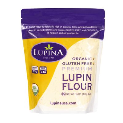 Lupina Organic Gluten-Free Lupin Flour 16 oz- High-Protein, High-Fiber, Low-Carb Plant-Based Flour  Non-GMO Vegan Superfood for Baking, Smoothies & Healthy Cooking