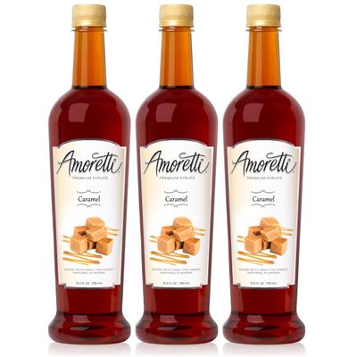 Amoretti Premium Caramel Syrup 750ml 3 Pack