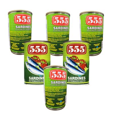 555 Sardines in Tomato Sauce 5.5oz (155g), 6 Pack