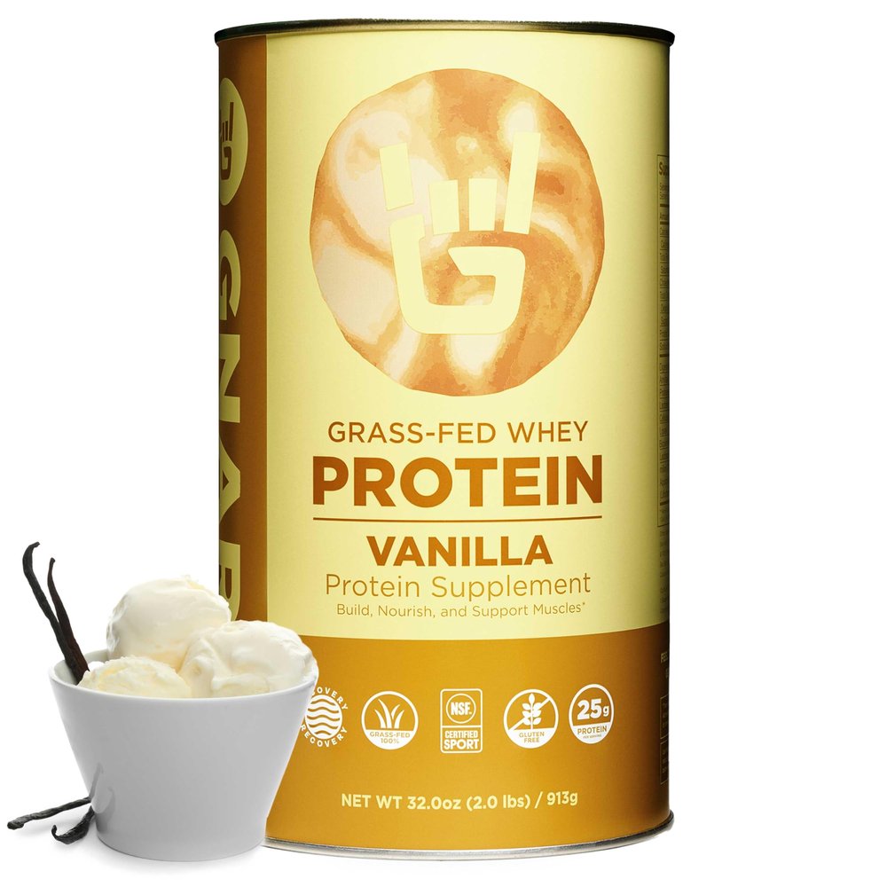 Gnarly Nutrition Vanilla Protein Powder NSF Sport Certified 25g Protein, Muscle Repair Grass Fed Whey Powder, Smooth Taste Vanilla, 32 oz