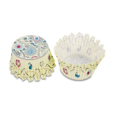 100 Maxi-Muffin Paper Cases with Perforated Edges (Perfect Paisley)