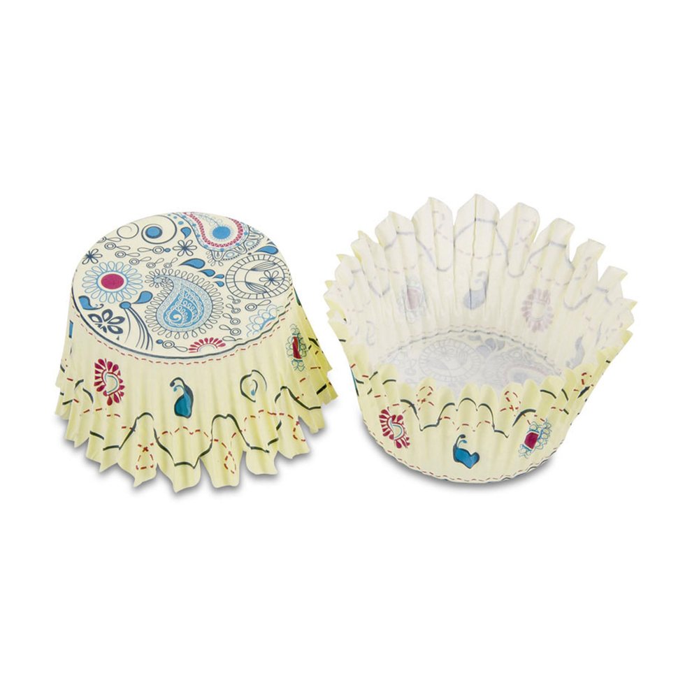 100 Maxi-Muffin Paper Cases with Perforated Edges (Perfect Paisley)