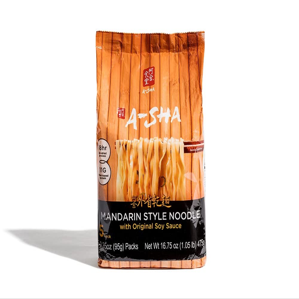 A-Sha Healthy Ramen Noodles With Original Soy Sauce - Chewy Mandarin Medium Sized Noodles, 1 Bag(5 Servings)
