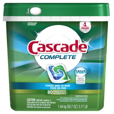 Cascade Complete All-in-1 Actionpacs Dishwasher Detergent, Fresh Scent, 80 Count