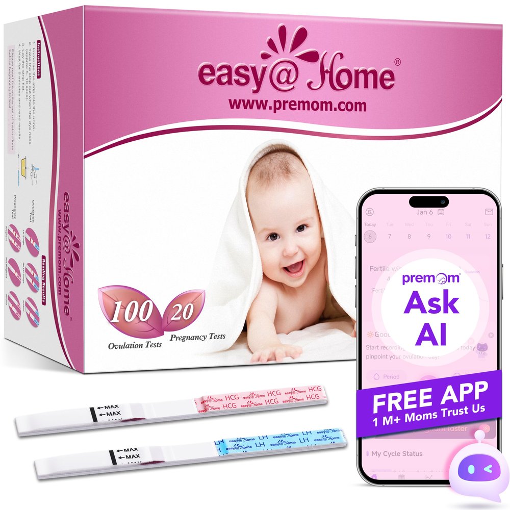 Easy@Home Ovulation Test Strips and Pregnancy Test Strips Combo Kit, Package May Vary (100LH+20HCG)