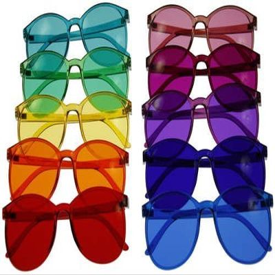 BioWaves Round Style Color Therapy Glasses, Set of 10 Colored Sunglasses with 100% UVA/UVB Protection