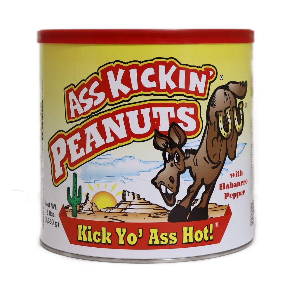 ASS KICKIN Habanero Pepper Spicy Hot Peanuts 3 LB - Perfect Premium Hot and Spicy Peanuts - Ultimate Spicy Snack Gourmet Gift Hottest Peanuts - Try if you dare!