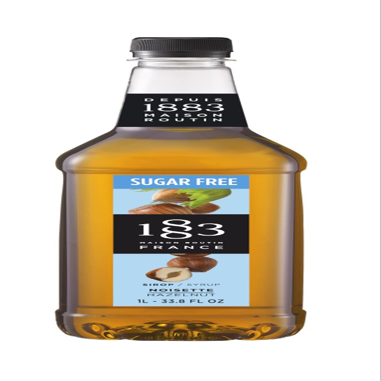 1883 Maison Routin Syrup for Drinks, Made In France (Sugar-Free Hazelnut Plastic, 1 Liter)