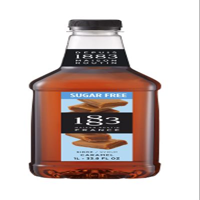 1883 Sugar Free Caramel Syrup for Drinks, Made in France, 1 Liter Plastic Bottle